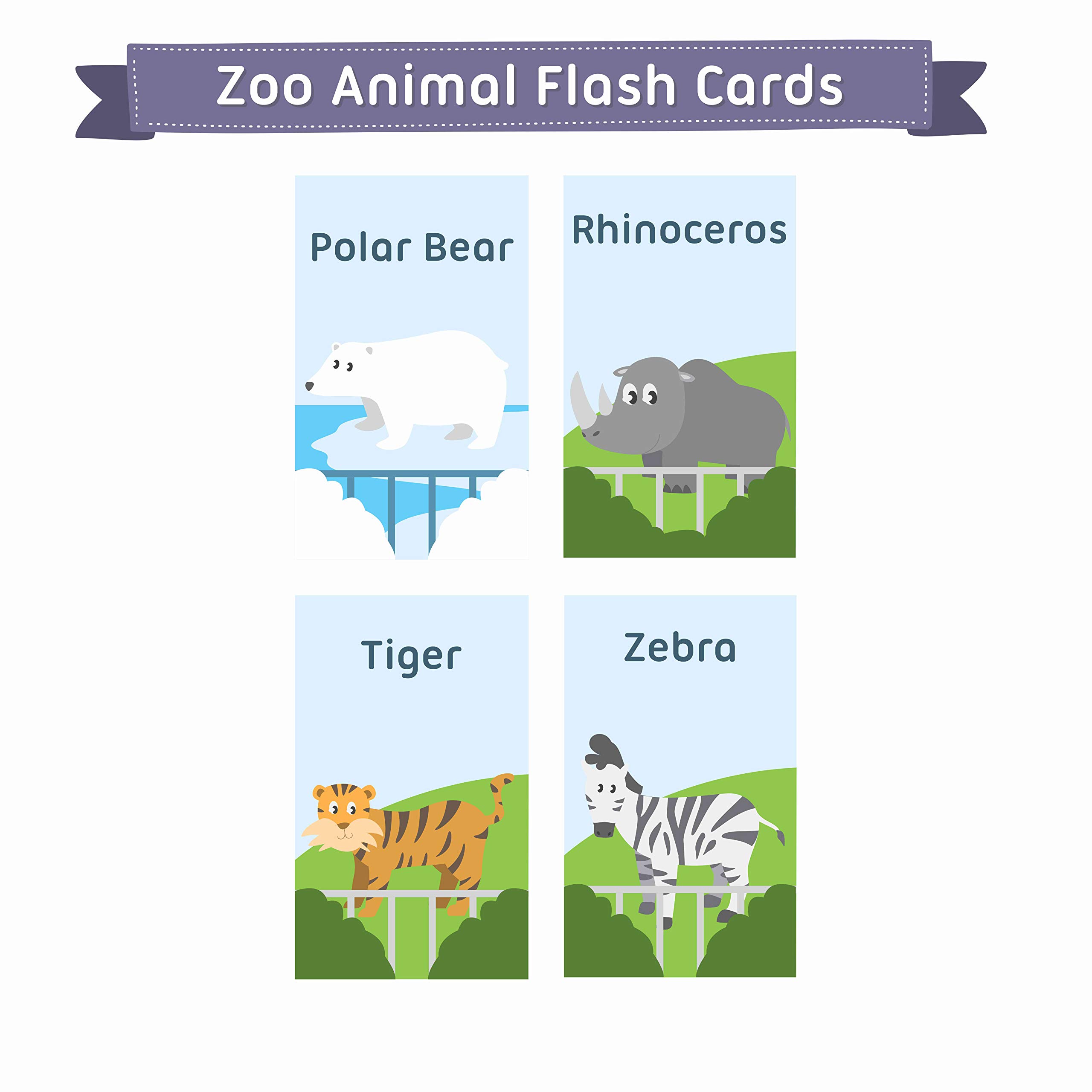 KIDSVILLE ABC Alphabets, Hindi a aa e, Zoo Animals, Flowers Waterproof Flash Cards (3.5 inch x 5.5 inch, Multicolored) (Zoo Animals) 1