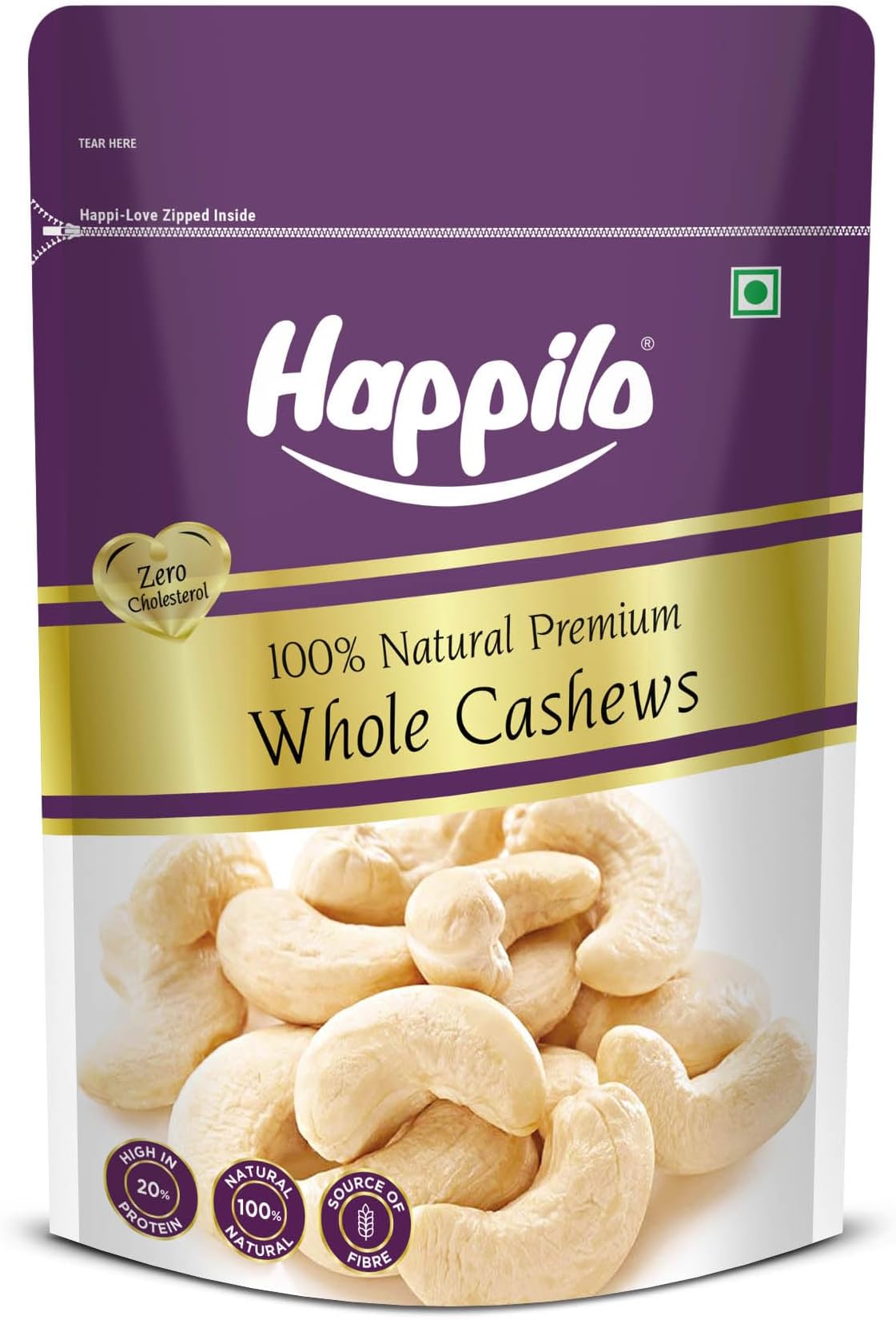 Happilo Premium Natural Whole Cashews 200g Value Pack | Dry Fruits, Kaju, Healthy Snacks | Unsalted Cashew Nuts | Crunchy, Nutritious & Delicious Nuts | Rich in Protein, Magnesium & Phosphorus