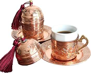 トルココーヒーカップセット★トレイ　シュガーケース　銅　トルコ製 トルココーヒーカップセット☆トレイ シュガーケース 銅 トルコ製