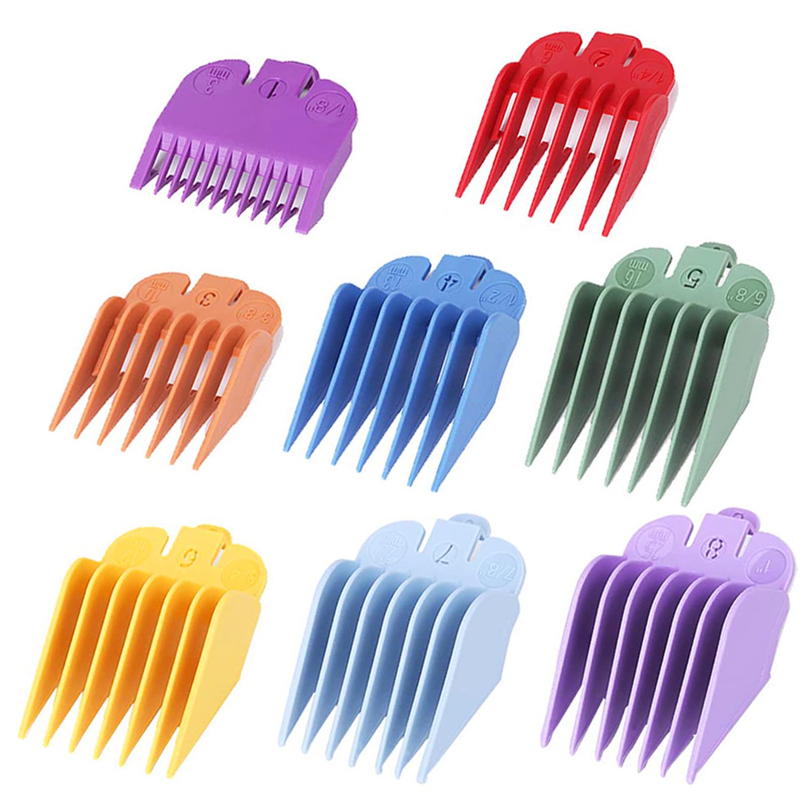 Clipper Guards for Wahl from 1/16 Inch to 1 Inch(1.5-25MM), 8 PCS Premium Professional Hair Cutting Guides Set for Wahl, Beard Trimmer Guards Combs Attachment for Wahl (Colorful)