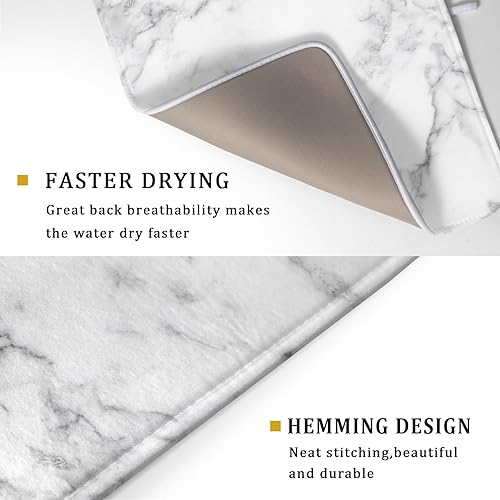 Miniatura 3 de Tapete de secado de platos para encimera de cocina de 18 x 24 pulgadas, tapete de secado de platos de mármol gris y blanco, tapete de microfibra con