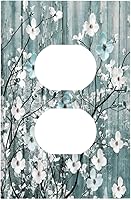 Vista 153 de Cubierta de interruptor de luz de 3 cuadrillas con diseño de flores azules púrpuras, cubierta de placa de pared de triple palanca, arbustos florales