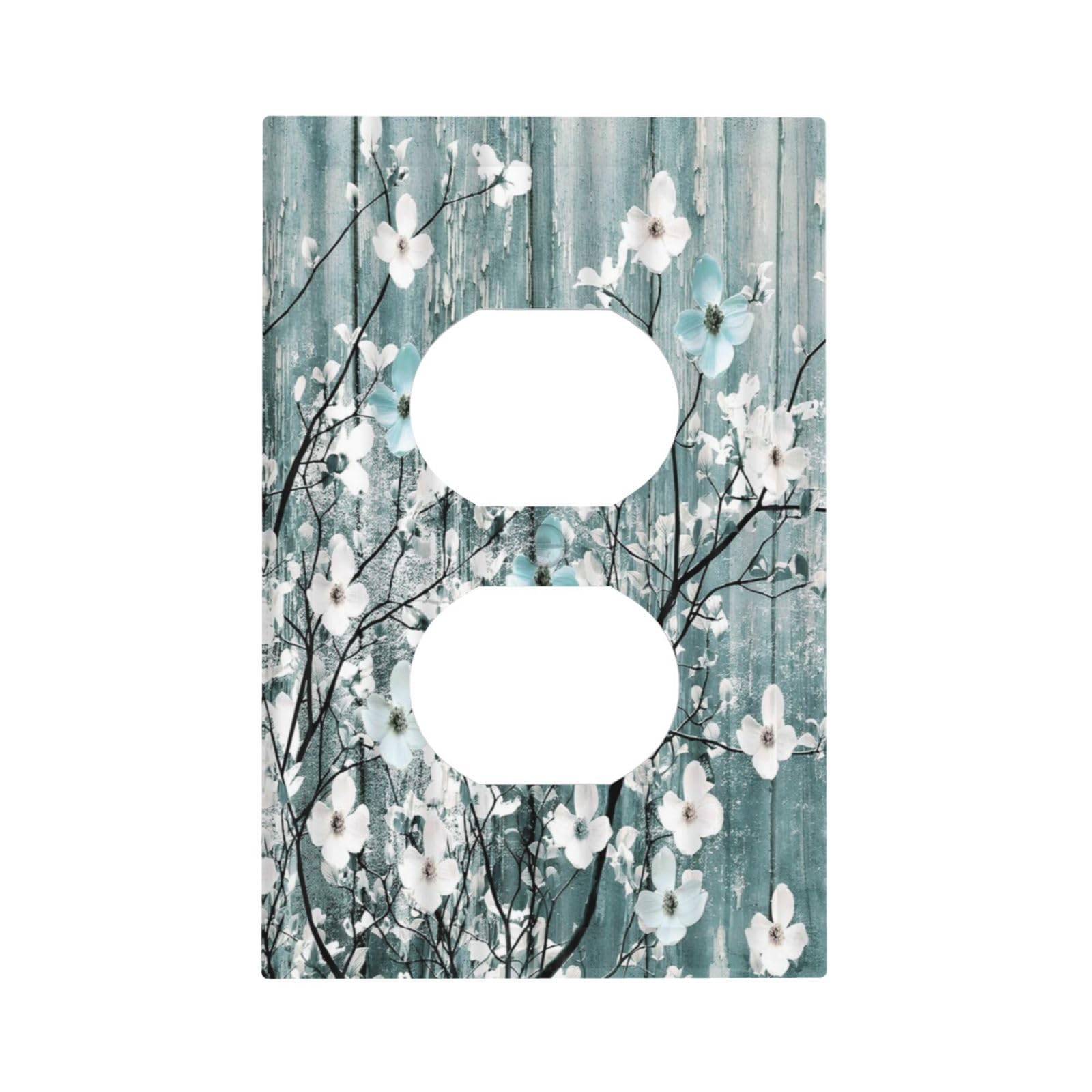 Rustic Floral Outlet Covers - White Pear Flowers -18