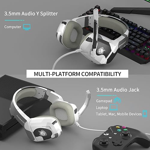 Miniatura 2 de Auricular para juegos para PS4, Xbox One, computadora, laptop, Mac, PS4 con micrófono, auriculares sobre la oreja, cancelación de ruido, sonido