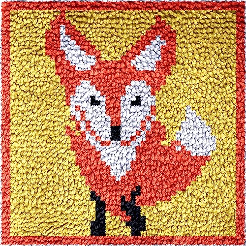 Image of Numptain Latch Hook Kits for Adults,DIY Rug Crafts Fox Pattern Color Printed Canvas,Latch Hook Kits for Beginners Handmade Needlework Crafts Home Decoration,12 inchx12 inch