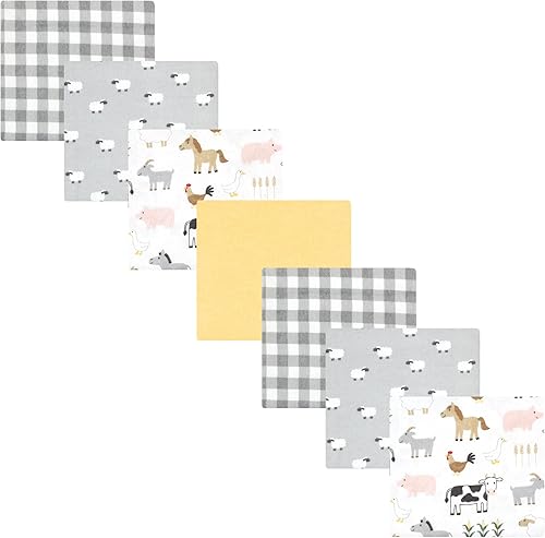 Miniatura 174 de Hudson Baby Paquete de 7 mantas receptoras unisex de franela de algodón para bebé, Dino Friends, talla única Abeja,Azul Verde Dino,Azul