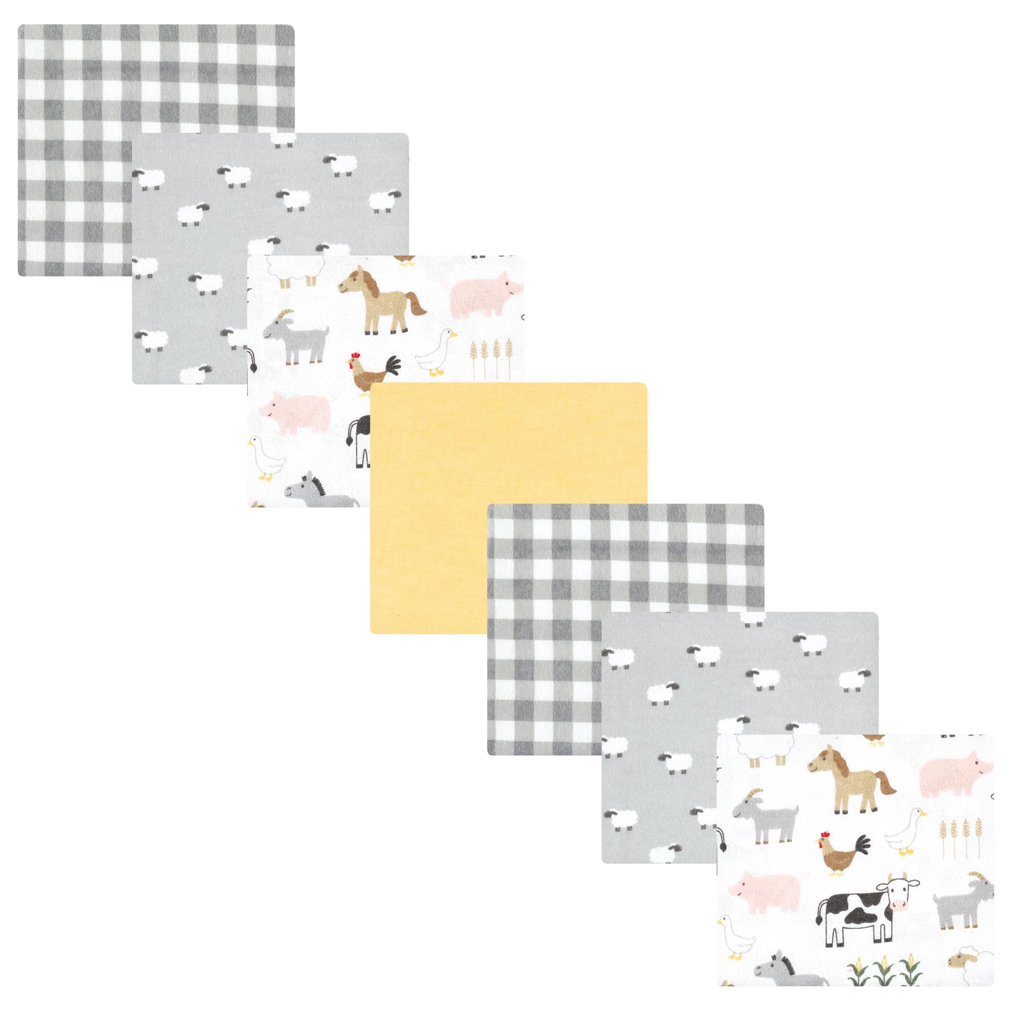 Hudson Baby Unisex Baby Cotton Poly Flannel Receiving Blankets Bundle, Cute Farm, One Size