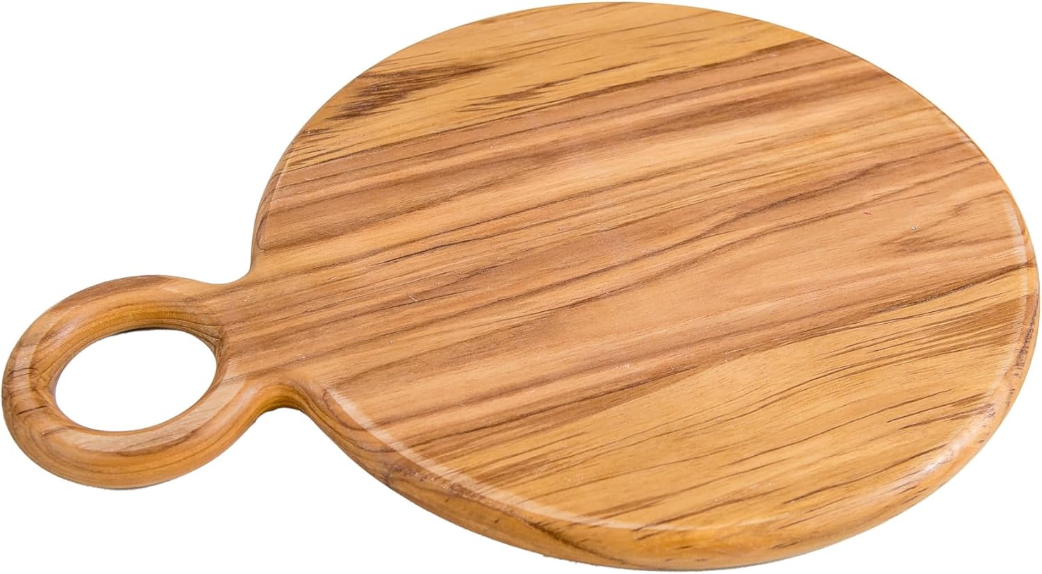Lipper International Teak Wood Paddle Board for Cutting and Serving Hors D’oeuvres, Cheeses, Meats or Snacks, Round, 15 3/8" x 11 7/8" x 3/4"