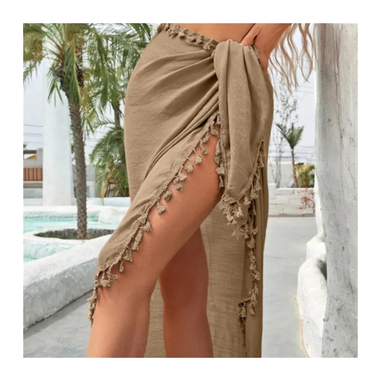 Vestido Playero for Traje De Baño | Vestido de playa con falda y borlas for mujer, protección solar, Sexy, con cordones, for vacaciones