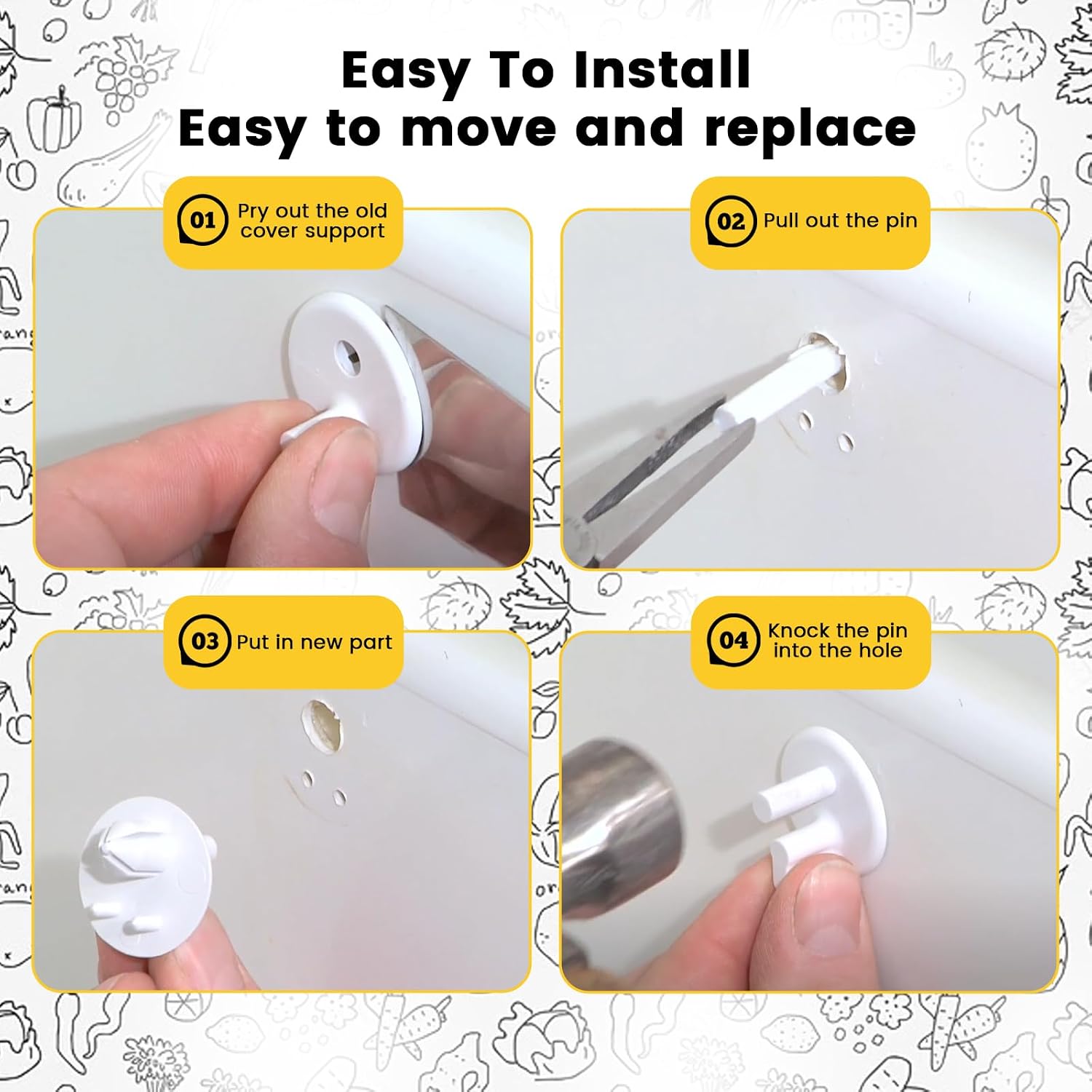 4Pcs Crisper Shelf Cover Support, 241993101 Shelf Replacement Part for Frigi-daire Refrigerator Replace 1513081 240350802 AP4393090 AH2358879 PS2358879