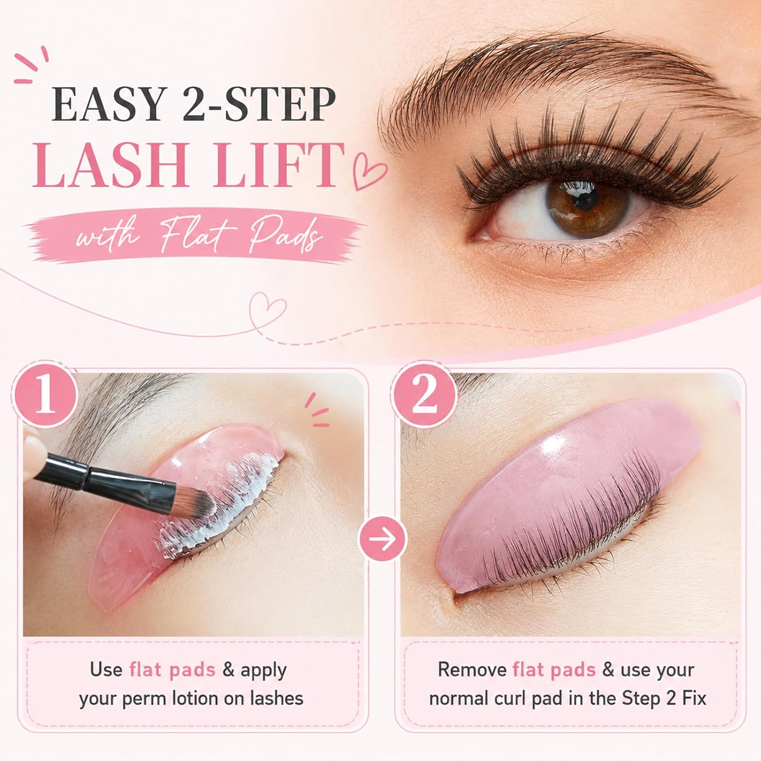 8Pcs Lash Lift Shields Flat 1mm Thin Korean Lash Lift Pads Eyelash Perm Rods, Korean Lashes Lifts Kit, Curl Flexible Pads Super Sticky Silicone Pad, Easy Lashes Lifts, Salon DIY Use