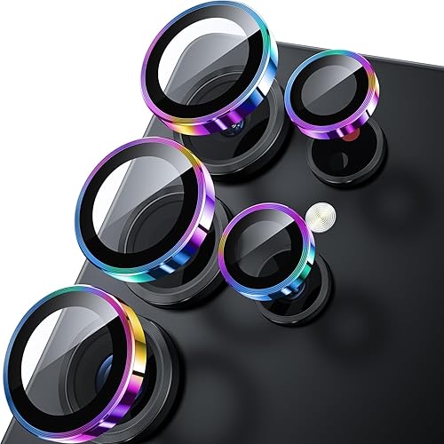 Miniatura 21 de WSKEN Protector de lente de cámara para Samsung Galaxy S24 Ultra, vidrio templado 9H ultra delgado resistente a rayones con círculo de metal de