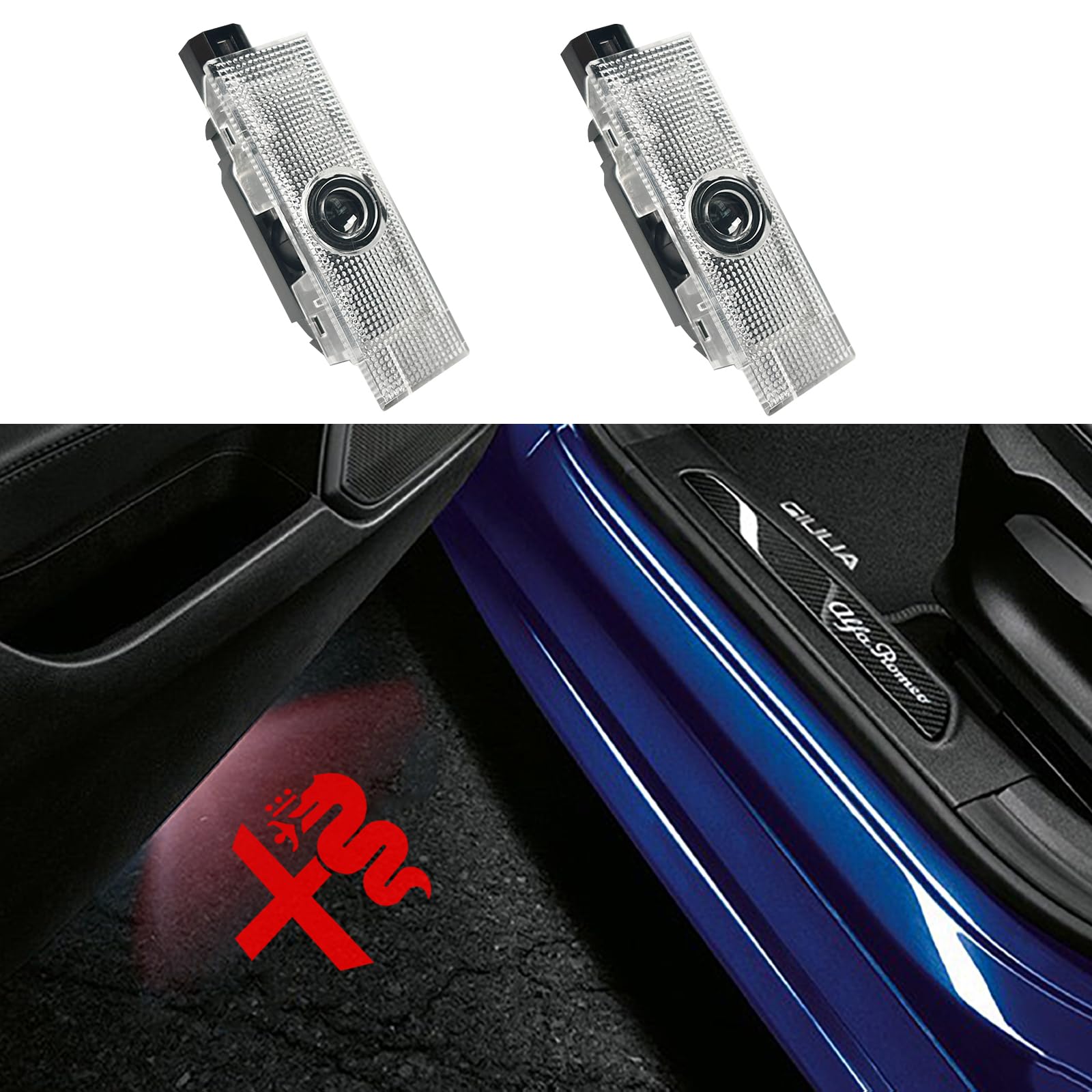 Door Lights Logo Projector Puddle Lights Ultra-Bright Welcome Step Light,Never Fade Puddle Lights Compatible with Alfa Romeo Giulia 952 Stelvio 949