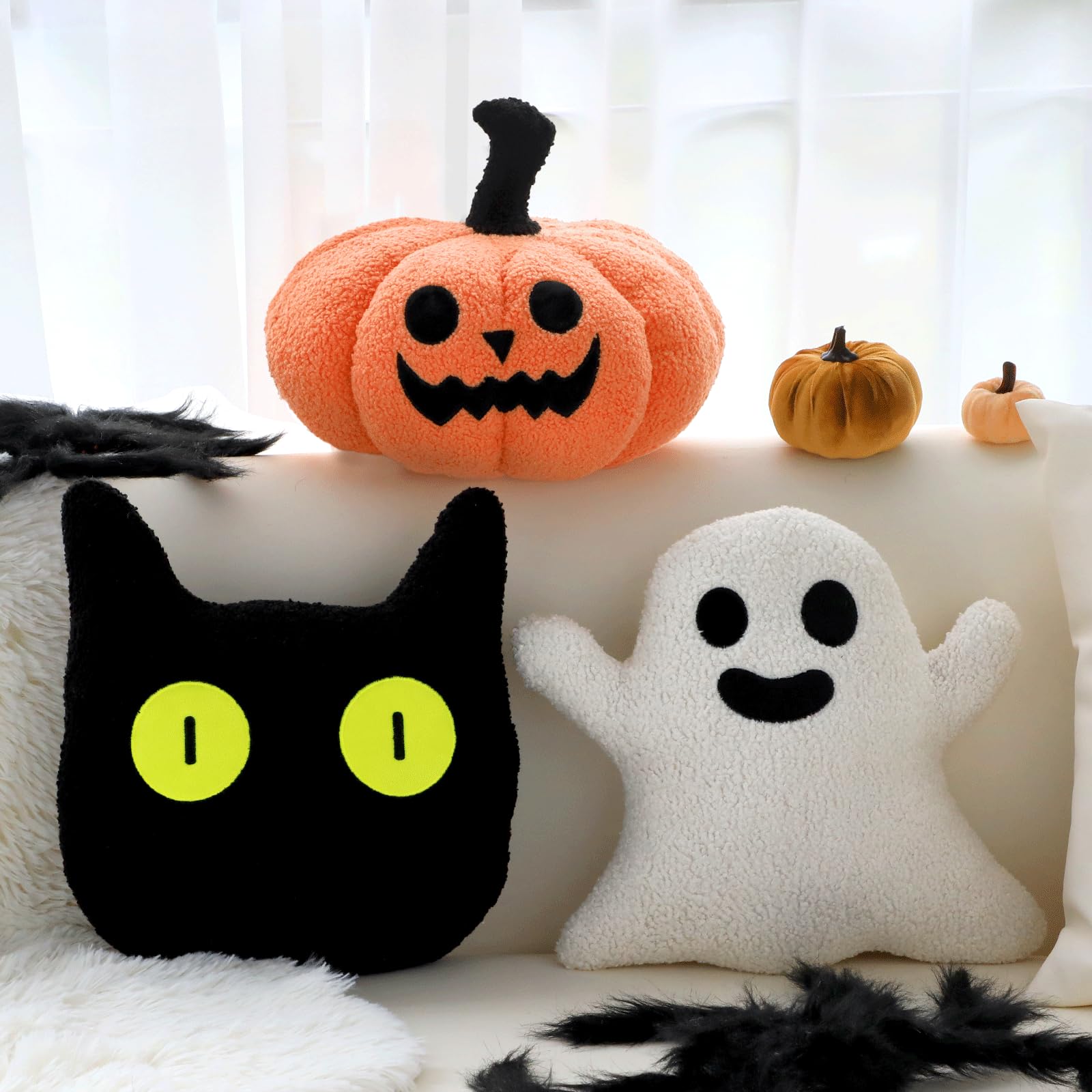 Amazon.com: Justforjoyful 3Pcs Halloween Pillow Plush Pumpkin