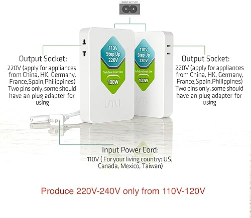 Miniatura 4 de UMI Convertidor de voltaje elevador de 110 V a 220 V 100 W - para Europa y Asia 220-240 V uso de electrodomésticos en EE. UU. Canadá - Transformador