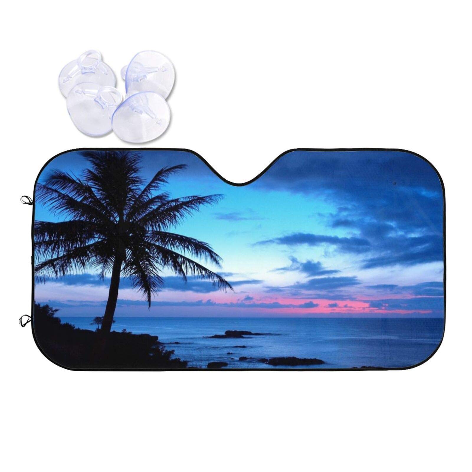 Photo 1 of TumzfhQ Auto Front Window Sunshade Blocks UV Rays Sun Visor Protector 51.2"X 27.5" Ocean Beach Scene 51.2"X 27.5"