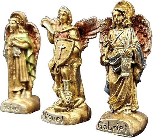 Miniatura 4 de Set of 3 Decorative Archangels, Religious Figures of Raphael, Michael and Gabriel, 9 cm, Gold Finish