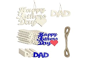 48 Pcs Father's Day Unfinished Wood Crafts, Dad Wood Cutouts