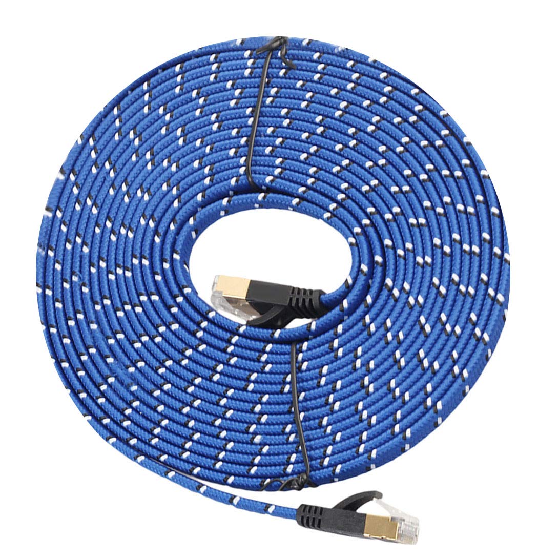 Kglsfjop 10m Gold Plated CAT-7 10 Gigabit Ethernet Ultra Flat Patch Cable for Modem Router LAN Network, Built with Shielded RJ45 Connector