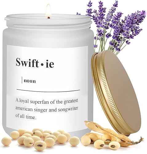 ETAKISH Vela perfumada de lavanda con definición de Swiftie, hecha a mano, bonita vela Taylor de cera de soja natural, regalo de vacaciones y