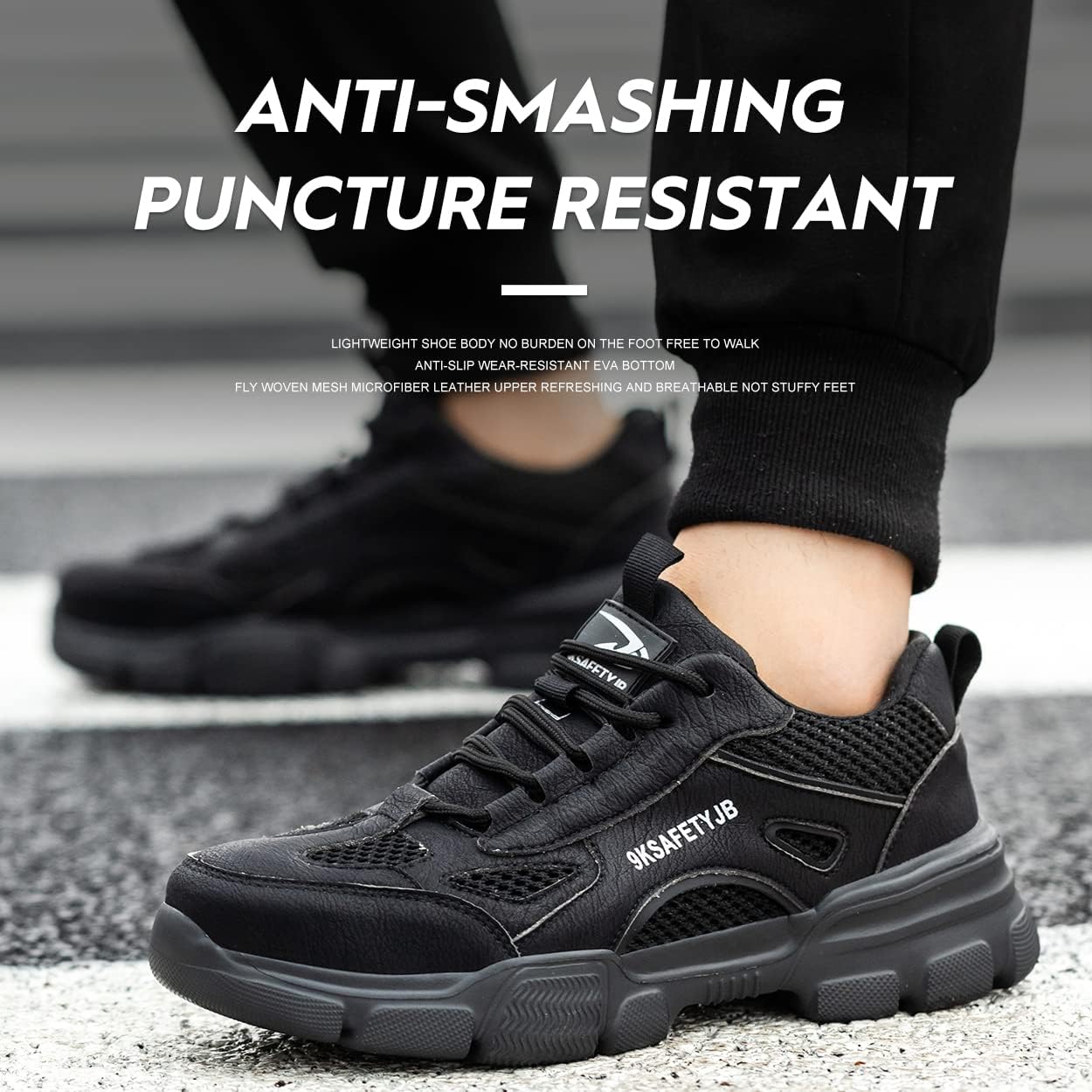 Micoklinlin Steel Toe Sneakers for Men Lightweight Waterproof Safety Shoes Anti-Slip Puncture Proof Work Boots