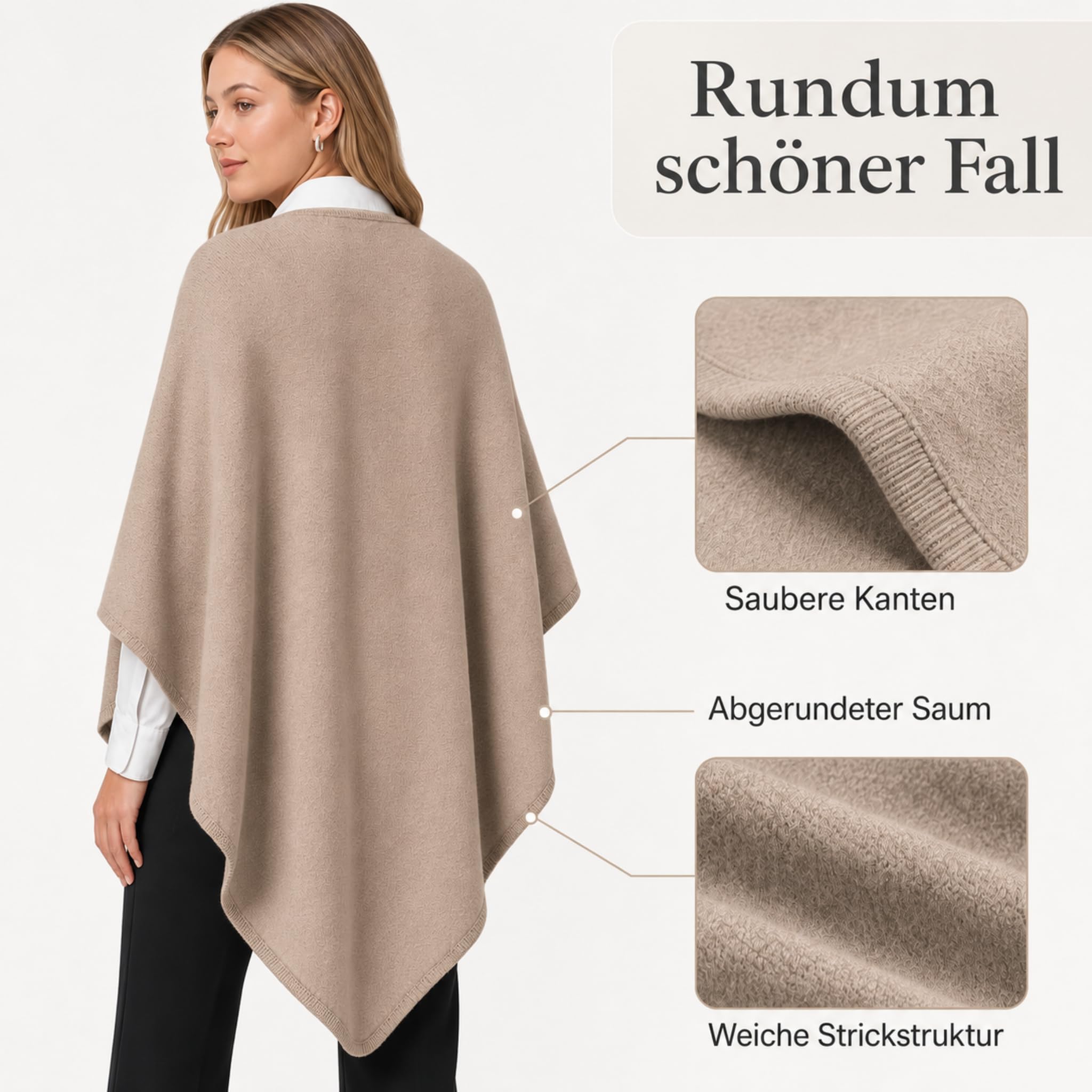 Alpenfaser Langer Poncho Schal mit Schlaufe für Herbst und Winter | Poncho Damen und Strick Ponchos & Capes für Damen mit weichem Tragegefühl, elegantem Fall und vielseitigem Styling.