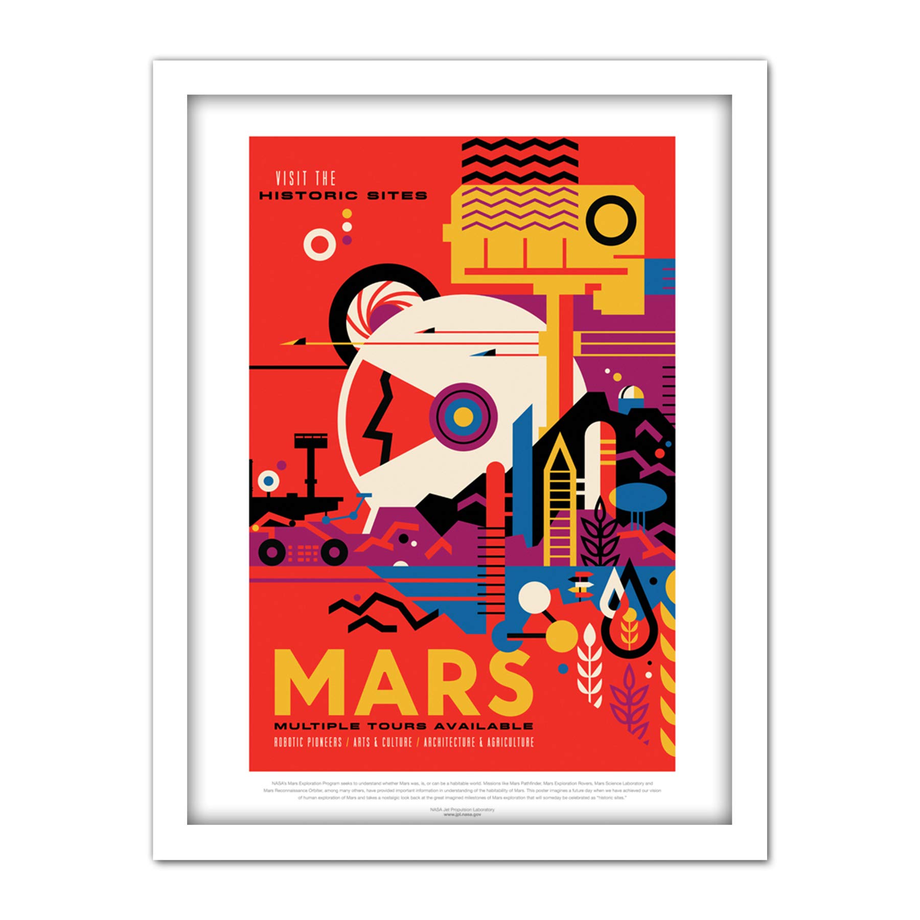 Wee Blue Coo NASA Space Travel Advert Mars Artwork Framed Wall Art Print 18X24 Inch