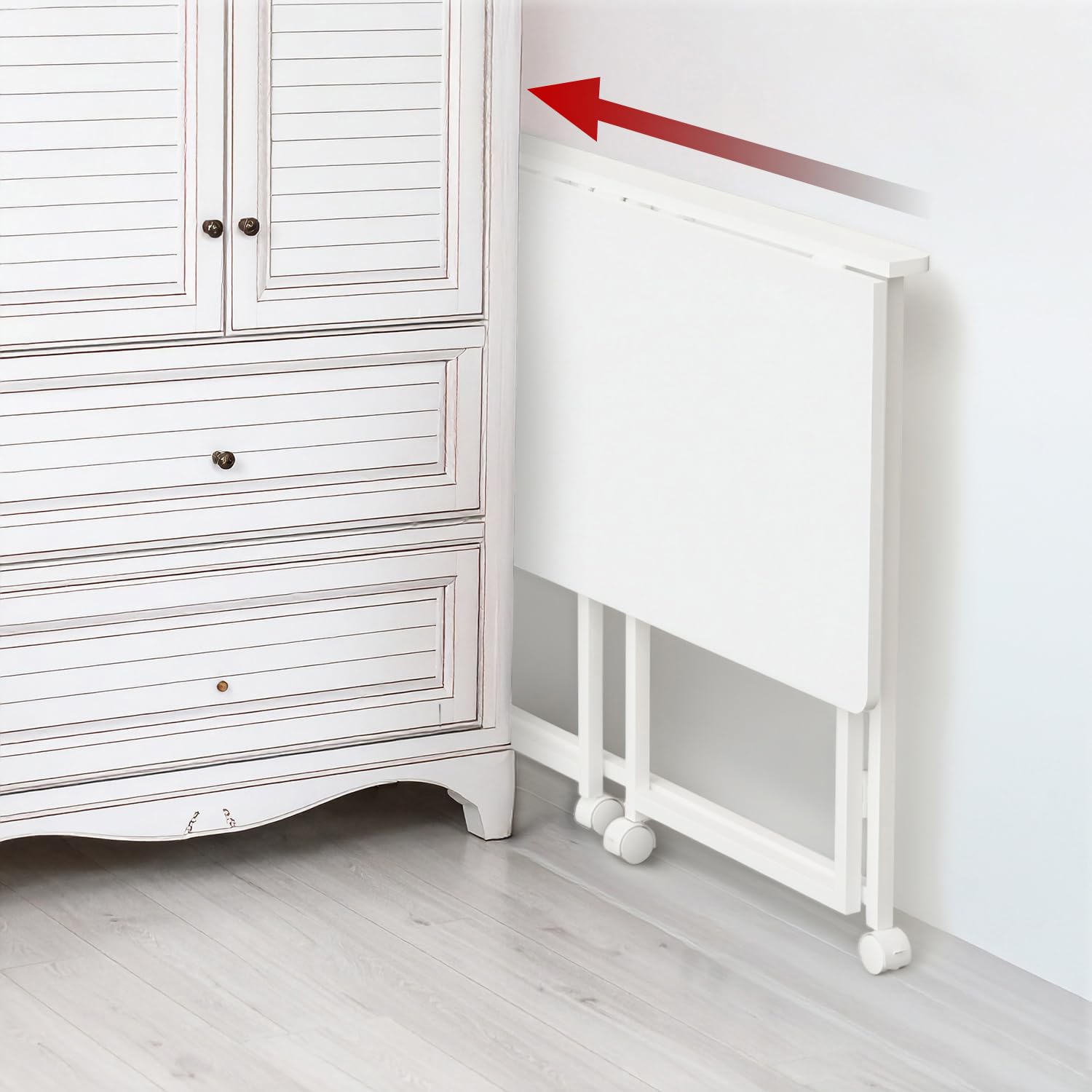 Maclean MC-1250 W - Scrivania portatile pieghevole, 100 x 50 cm, struttura in acciaio, portata 50 kg, scrivania da lavoro, ufficio, tavolo su ruote