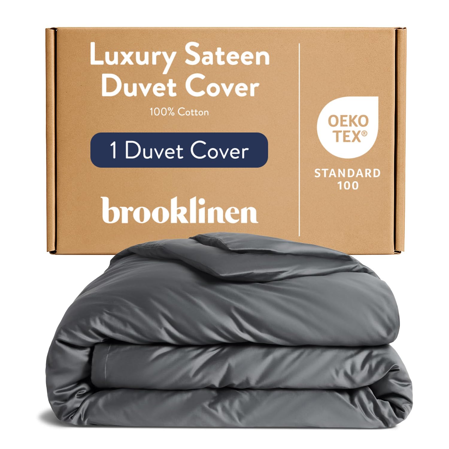 brooklinen luxury sateen duvet cover - 100 cotton fullqueen size in slate grey with extra-long corner ties and button closure - best fullqueen duvet covers
