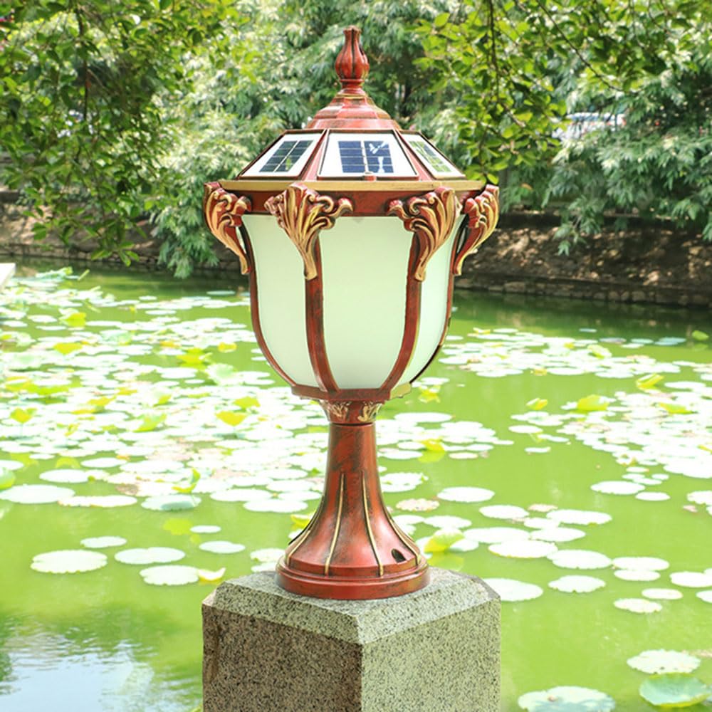 Solar-Pfostenleuchten, Aluminium-Druckguss, wasserdicht, Retro-Stil, europäischer Stil für Garten, Terrasse, Rasen, Veranda, Nassstandort