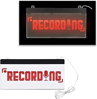 LED Acrylic Wall Recording Sign, Forest & Twelfth Recording Studio Lighted Sign for Professional Studio Setup, Podcast, Radio & More, USB Powered (Recording)