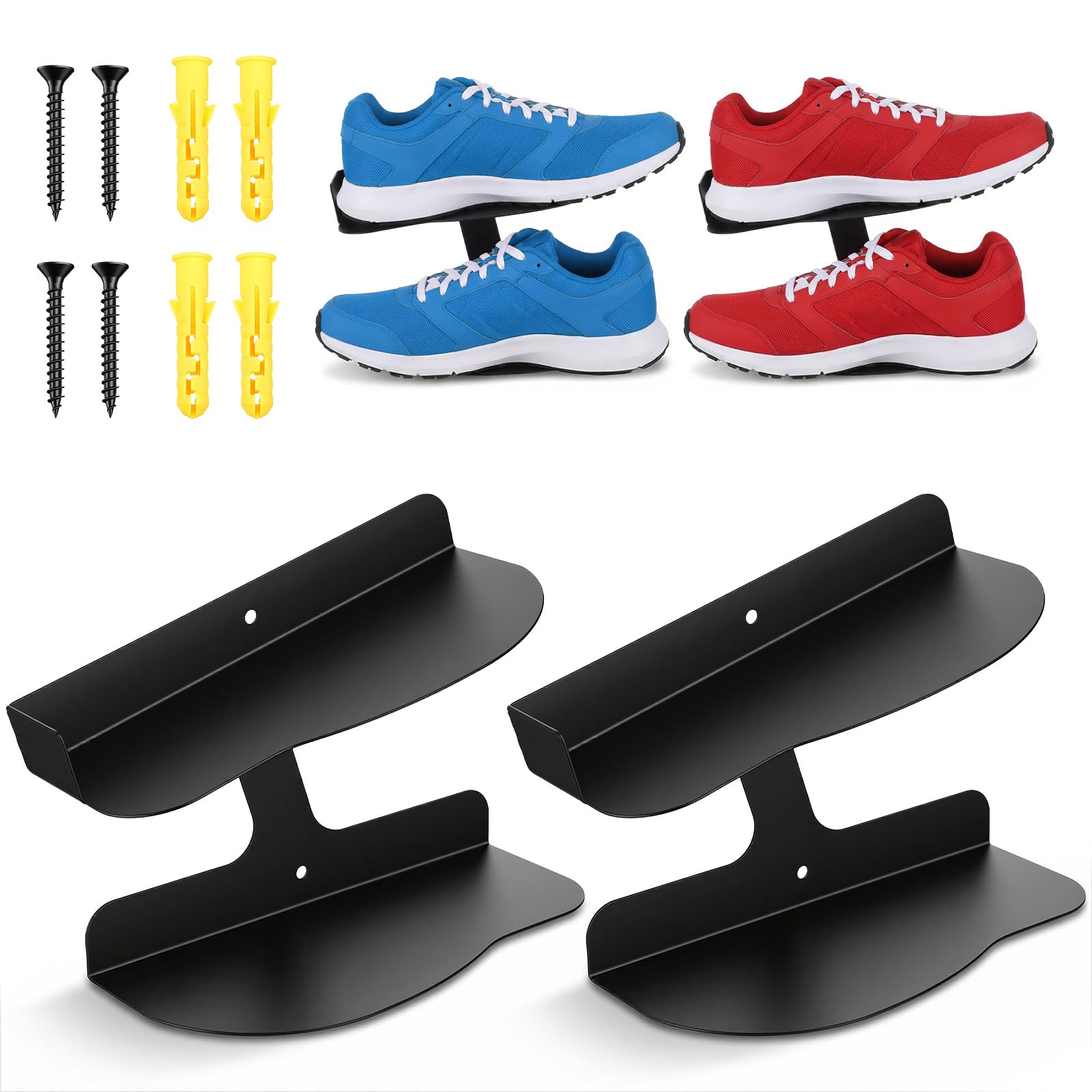 Photo 1 of 2Pcs Floating Shoe Display Shelves, H-Type Metal Wall Mount Sneaker Holder