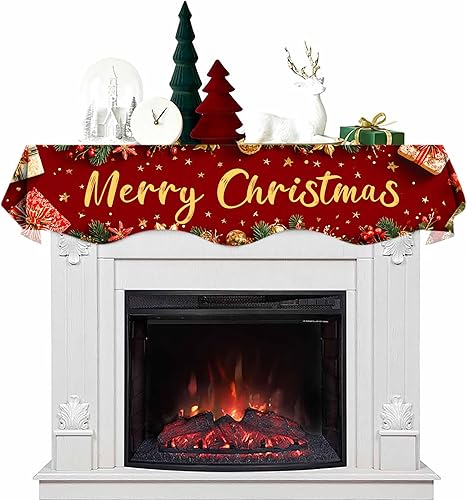 NYZE Bufanda de mantel de Navidad de 70 x 17 pulgadas, para chimenea, bufanda, decoración para Navidad, chimenea, bufanda, estante, corredor,