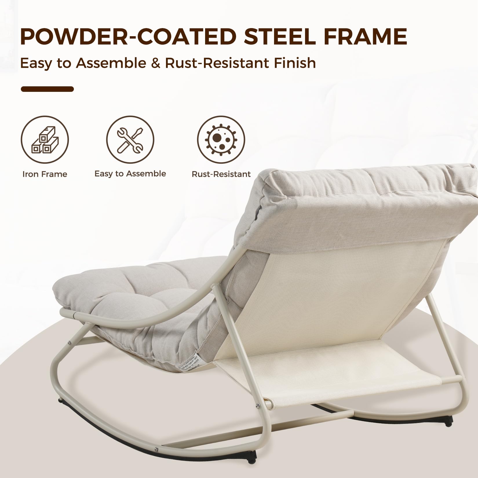 Grand patio Sedia a dondolo da esterno con cuscino (Dondolo, Beige chiaro)