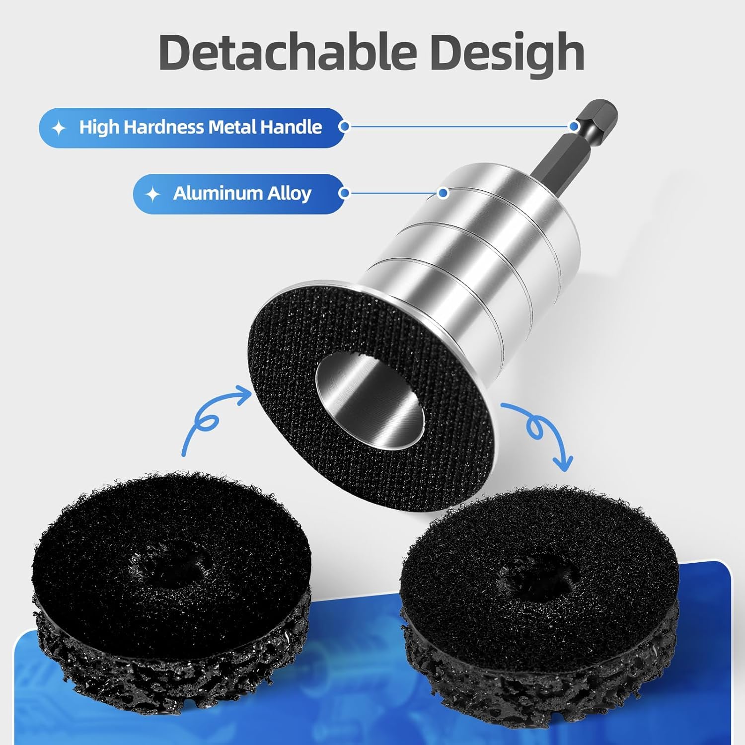 BURMONG Wheel Hub Cleaning Tool with Dual-Head Adapter, Brake Hub Cleaning Kit Includes 13 Pads for Rust Removal & Polishing, Wheel Stud Cleaner Compatible with Power Drill & 1/2" Impact Wrenches (13)