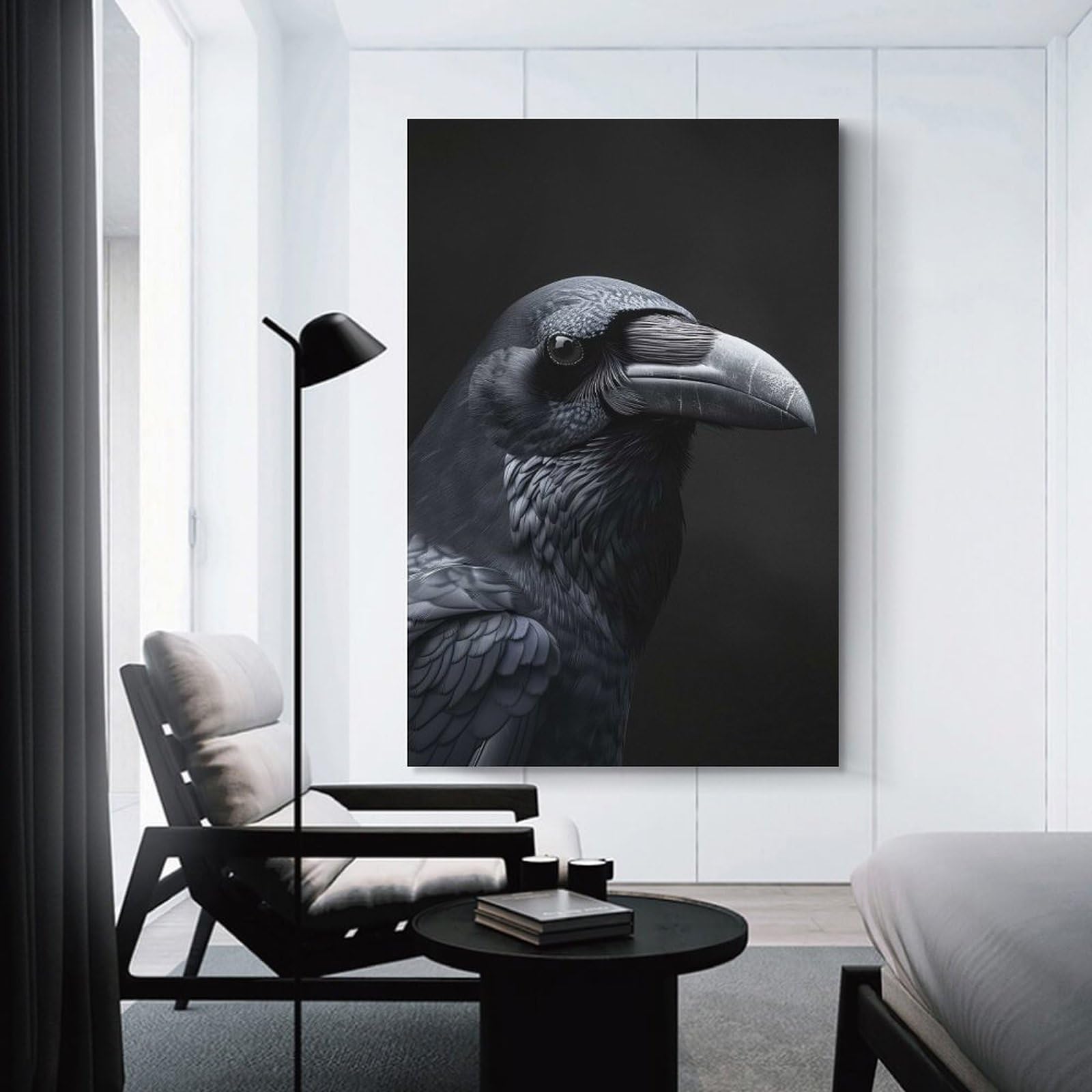 Junmoney Crow Canvas Art Print, 24x36inch(60x90cm), for Wall Displays, Bedrooms Or Room Updates, Home Wall Art for Statement Displays