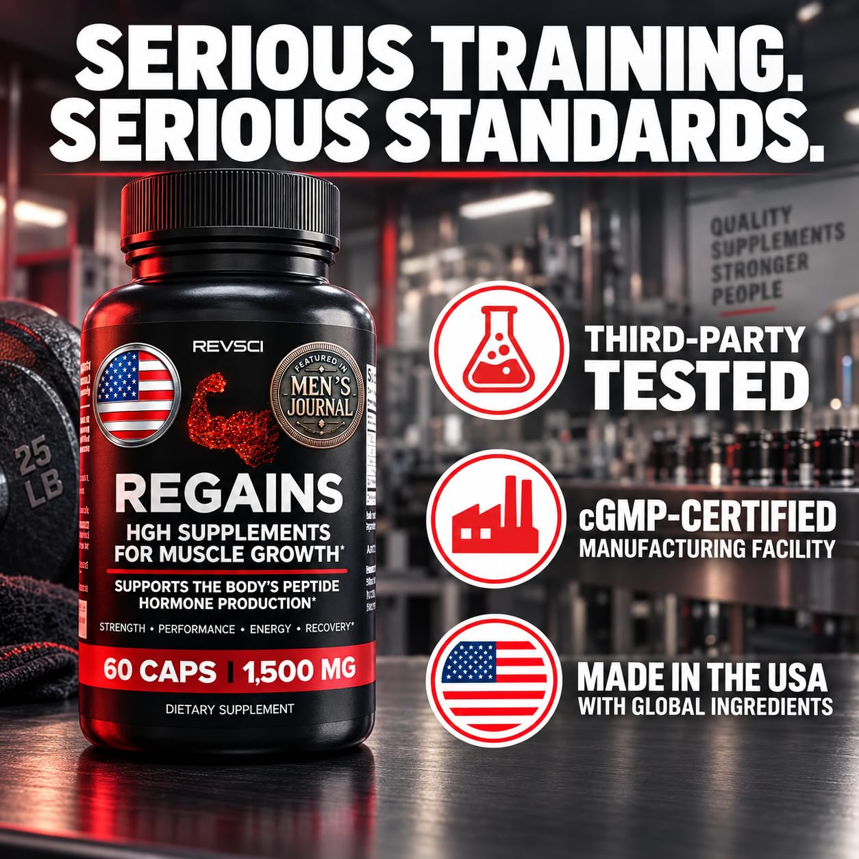 HGH Supplements for Men & Women - Regains Anabolic HGH Peptides for Muscle Growth, Muscle Recovery & Muscle Builder for Men, Natural Human Growth Hormone Booster & Post Workout Supplement, 60 Pills — Amazon image 7