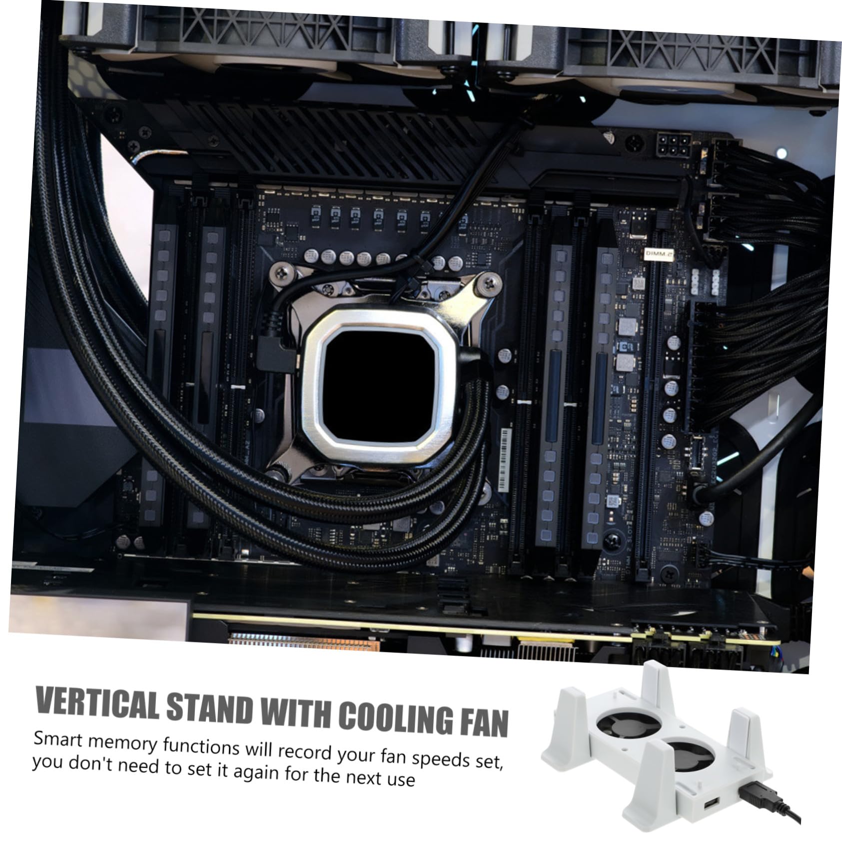 KOMBIUDA Soporte Vertical con Ventilador de Refrigeración Abs con 3 Niveles Ajustables y Dos Conectores Adecuado para Fiesta Verano y Disipación de Calor