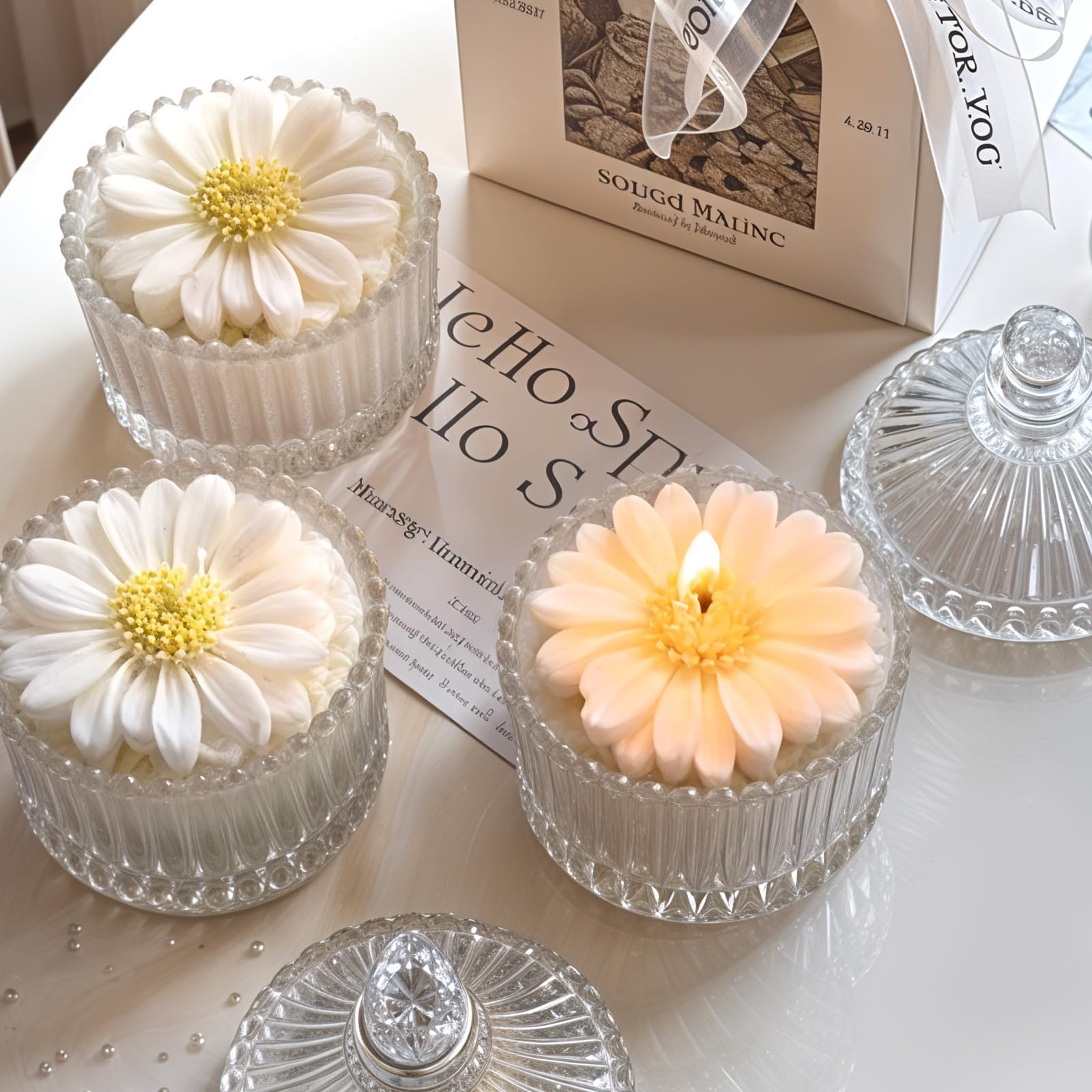 LLMSIX 3Pcs Daisy Bloem Siliconen Mal, Non-Stick Kaars Maken Mallen, Siliconen Zeep Mallen Voor Maken Zeep Kaarsen Snoep Chocolade DIY Tool