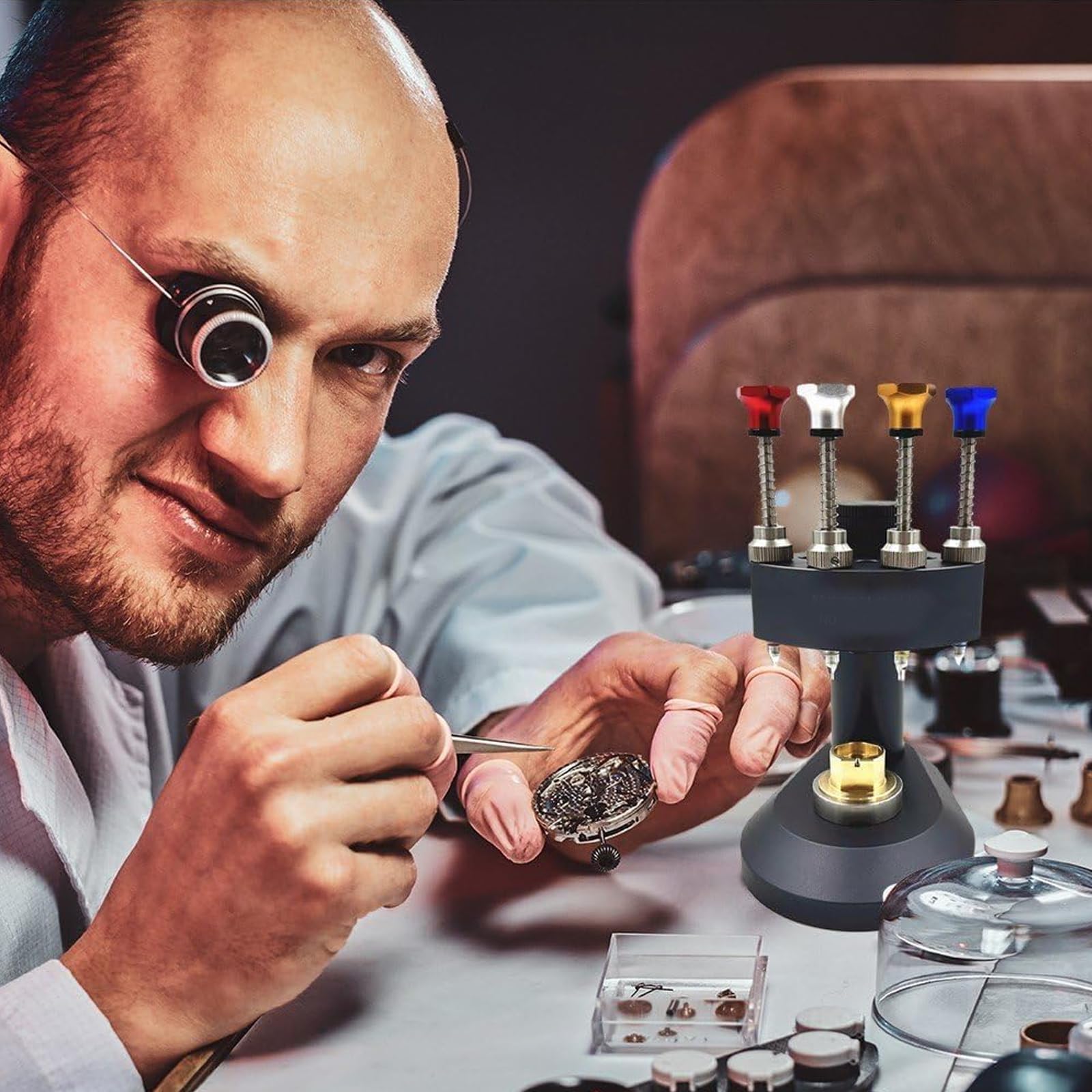 Prensa para Manecillas De Reloj Automáticas De 4 Pines, Herramienta Profesional para Ajustar Manecillas De Reloj, Herramienta De Reparación De Relojes, Máquina De Agujas para Relojeros.