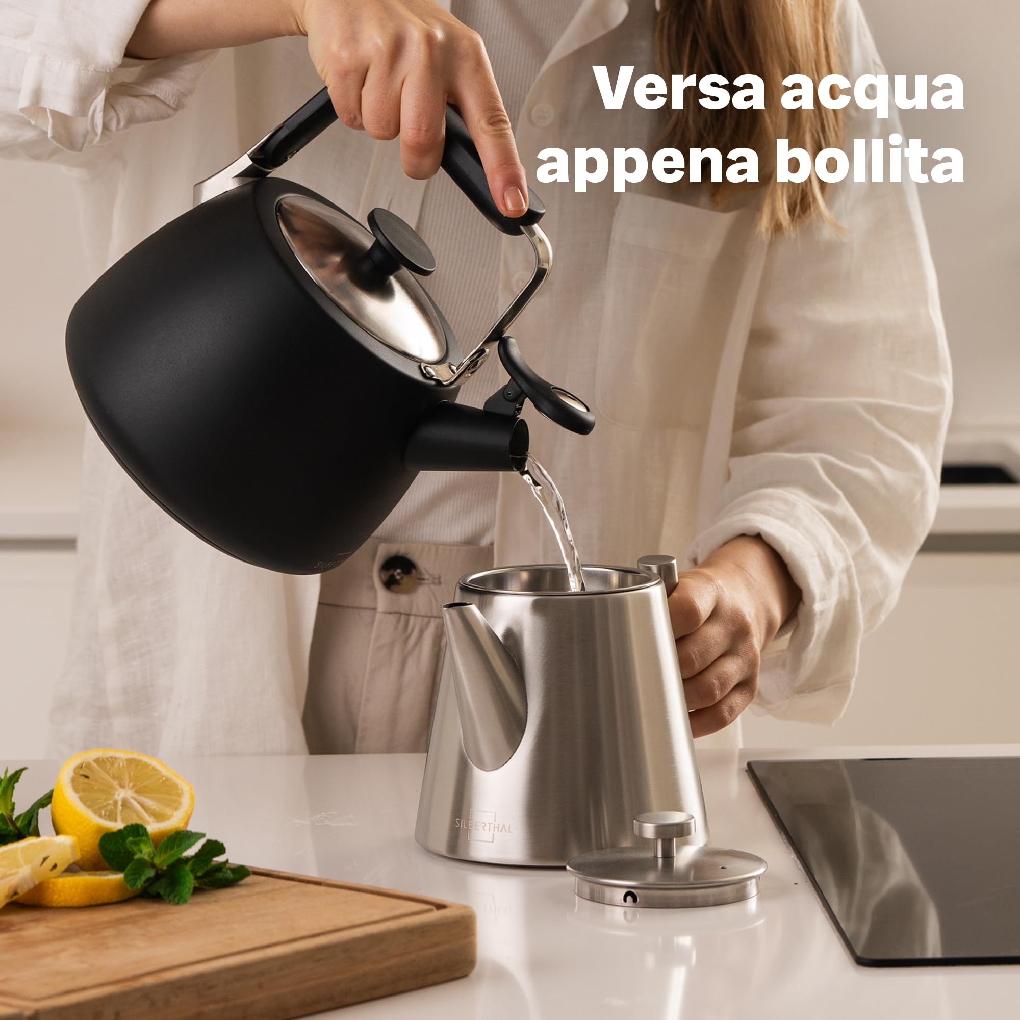 SILBERTHAL Teiera con infusore 1L - Acciaio Inox - Mantiene il tè caldo - Isolamento a doppia parete - Teapot