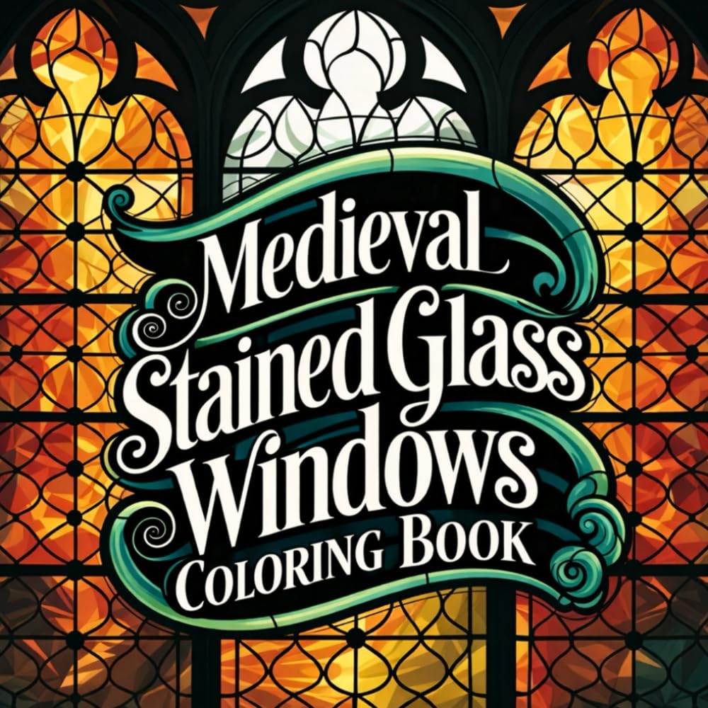 Medieval Stained Glass Windows Coloring Book: Gothic Window Designs, Mandalas & Fantasy Patterns for Adults and Teens