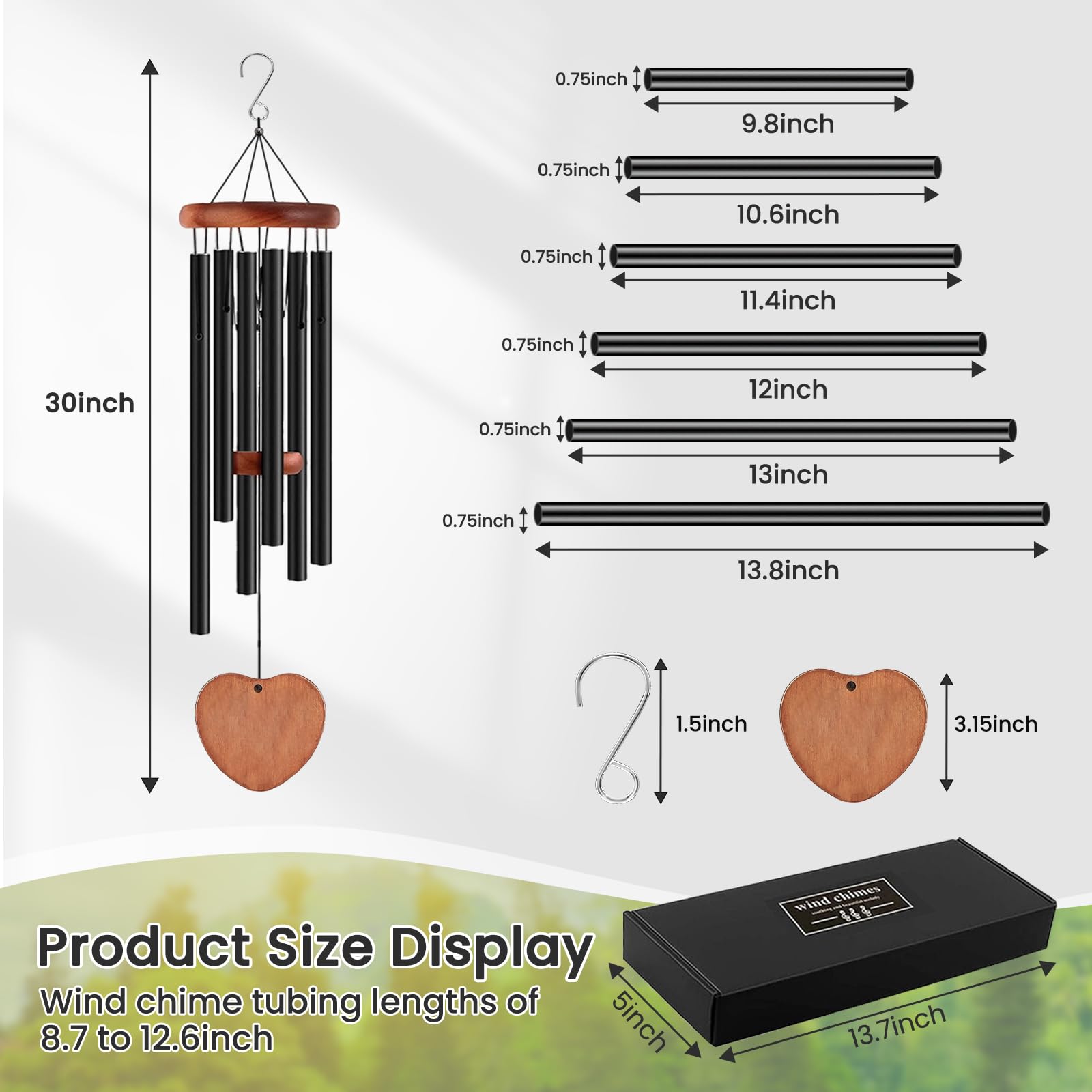 YITGOG Wind Chimes, 30 Inch Aluminum Tubes Wind Chimes for Outside Garden Yard Home Outdoor Indoor Memorial Wind chimes Hanging Chimes - Image 4