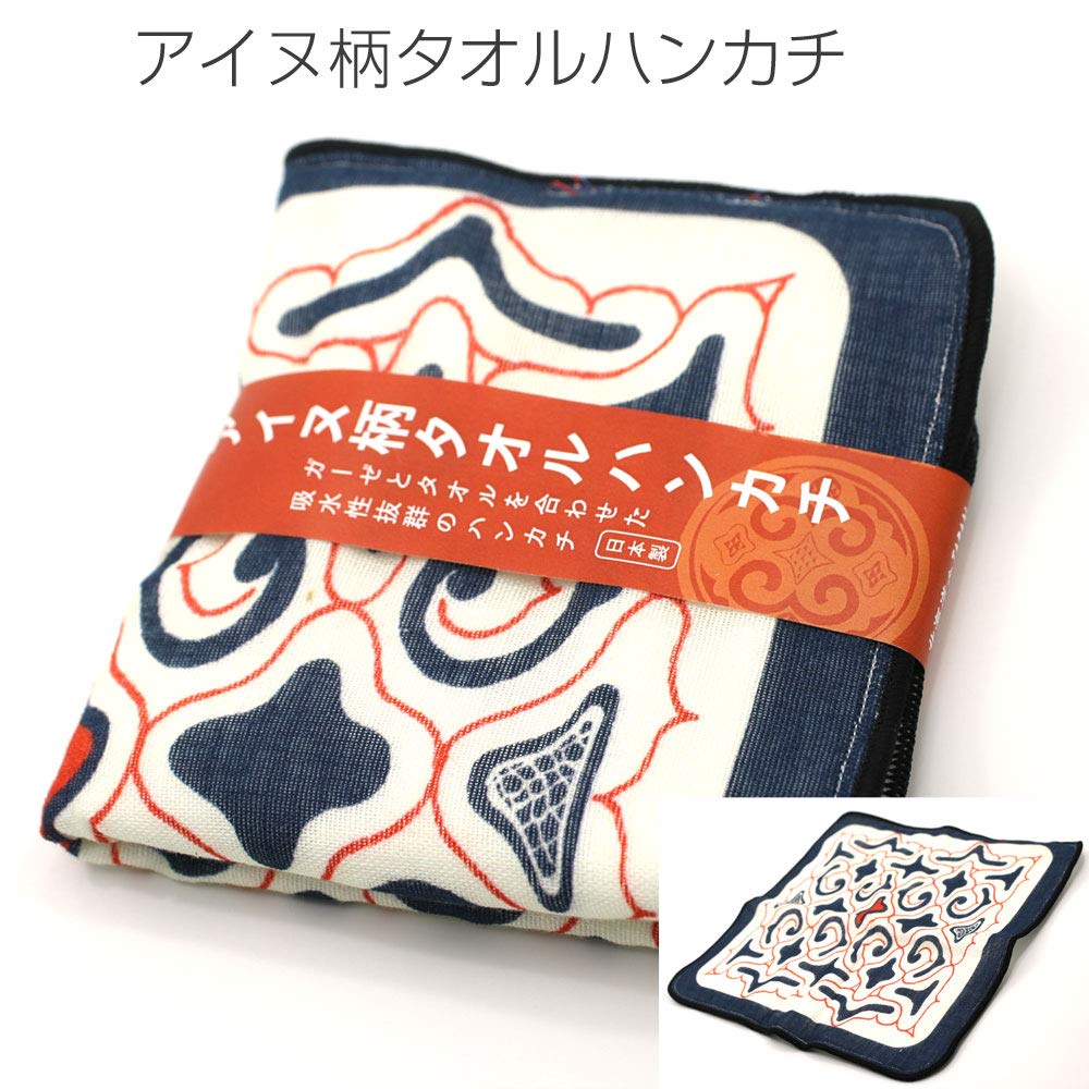 Amazon.co.jp: アイヌししゅう アイヌ刺繍 タオルハンカチ 約24㎝×24