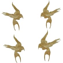 4 Pcs Swallow Bird Applique Water Soluble Embroidery Patches Sewing Patch for DIY Clothing Hole Repair Dress Coat Craft Decoration Gold