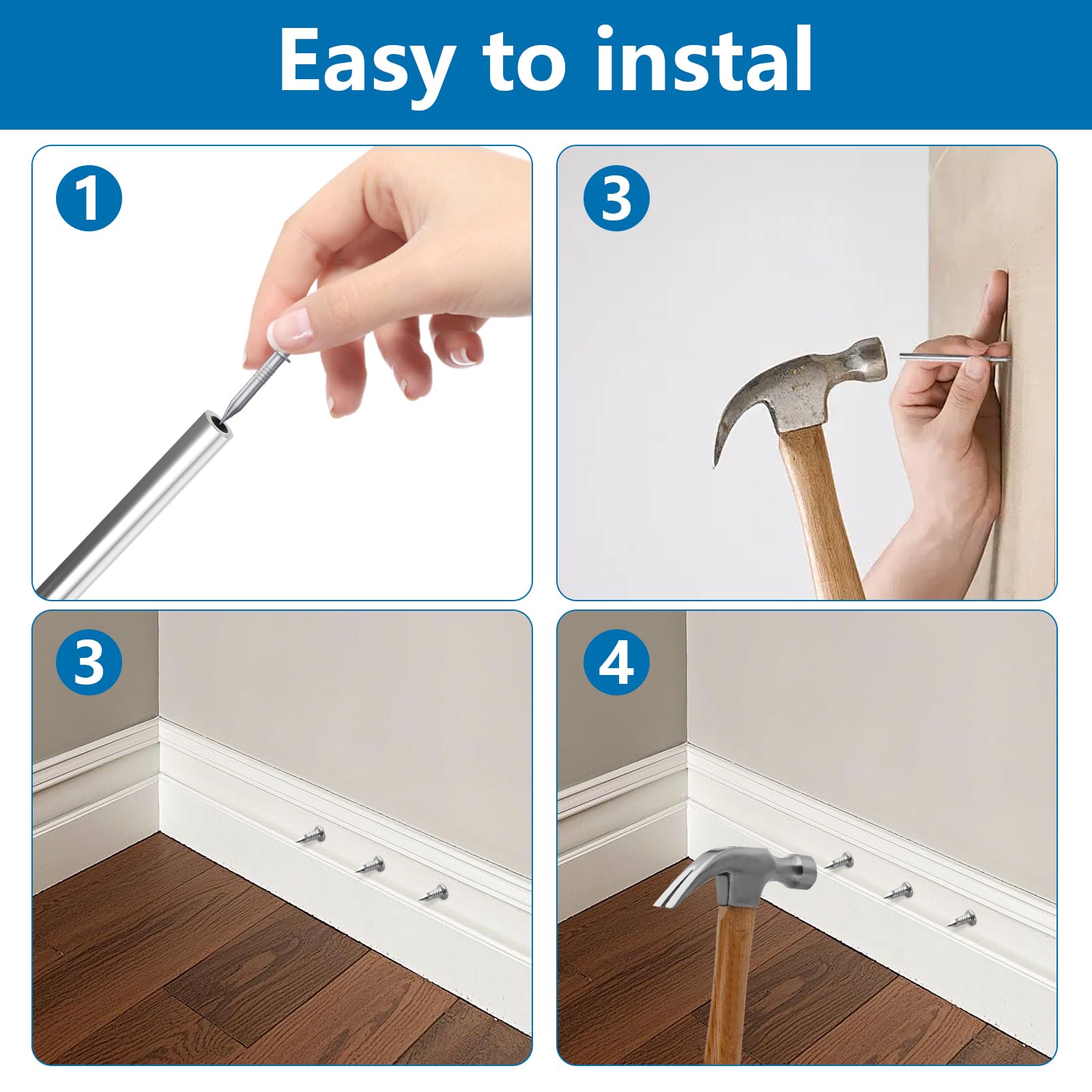 400 Pcs Clou double pointe pour plinthe bois, Clous double pointe, Clous de Plinthe sans trace, Vis sans tete invisibles pour têtes de lit et meubles en bois, avec 4 chevilles - 4