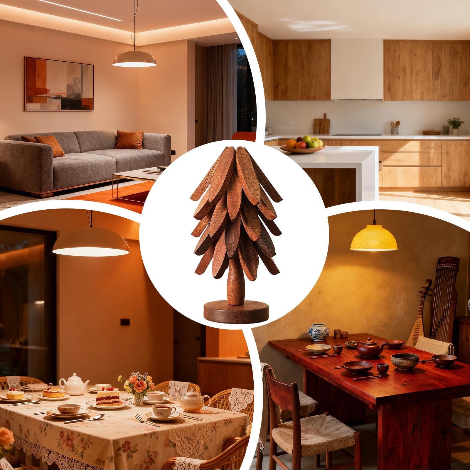 Set mit Untersetzern – Design in Baumform, rutschfest, hitzebeständig, für Esstisch, Apartment, Pizzeria, Haus, Schlafsaal,