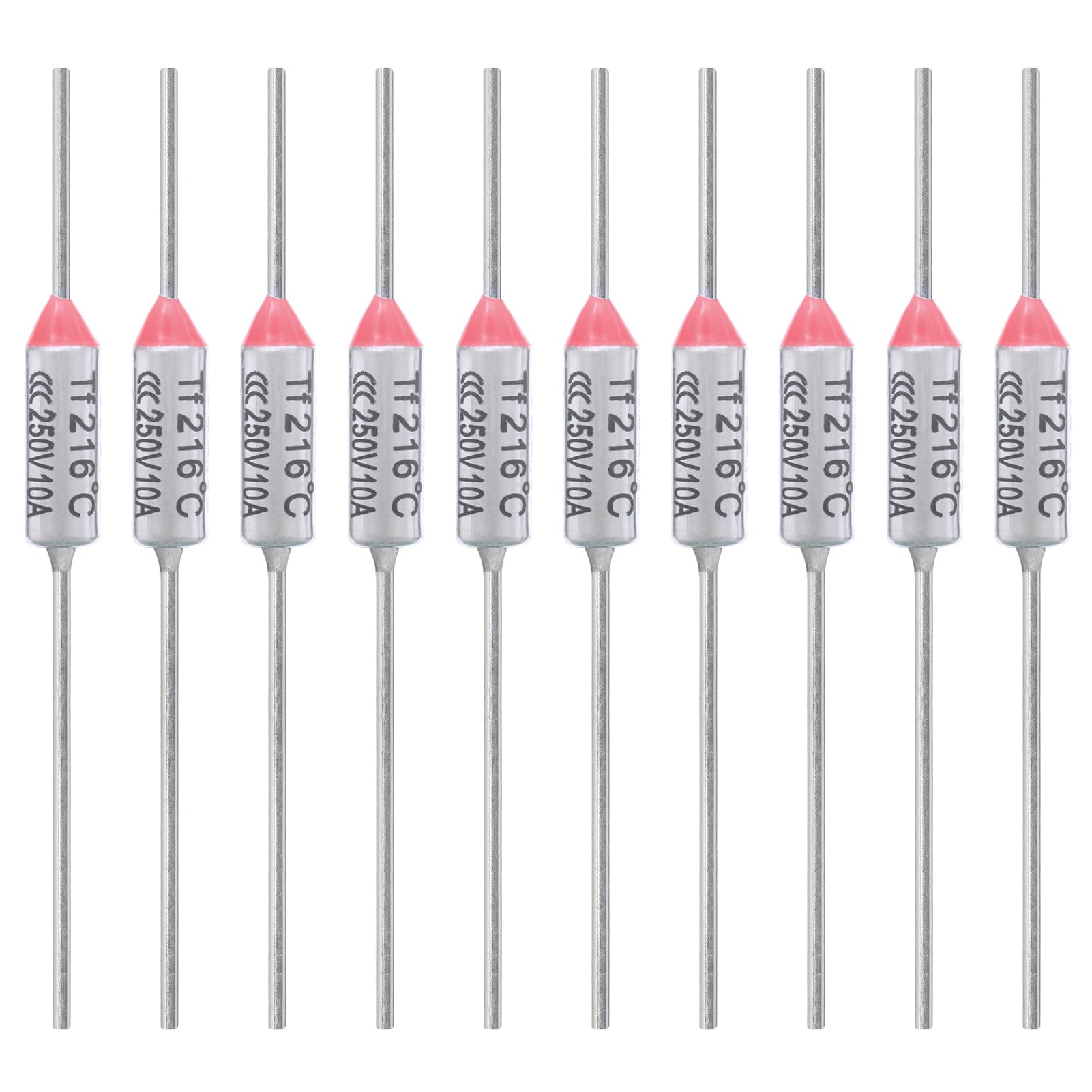 Produktbild von PROFFUSE Thermosicherung 152 °C – 10 A / 250 V AC, Metall, Keramik, Mit 2 Crimp-Ringen