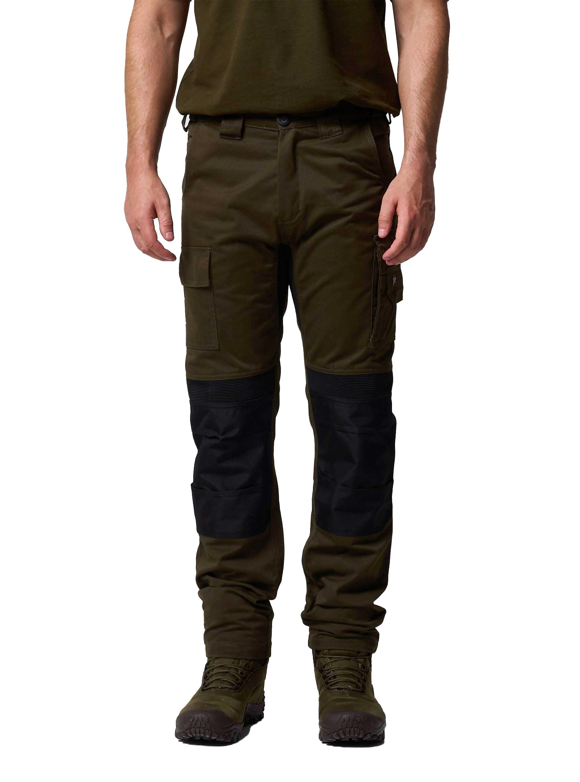JACK PYKE Pantaloni tecnici da lavoro da uomo, resistenti, in policotone, con ginocchia rinforzate, pannelli elasticizzati e tasche per attrezzi, pantaloni cargo per agricoltura, edilizia, verde