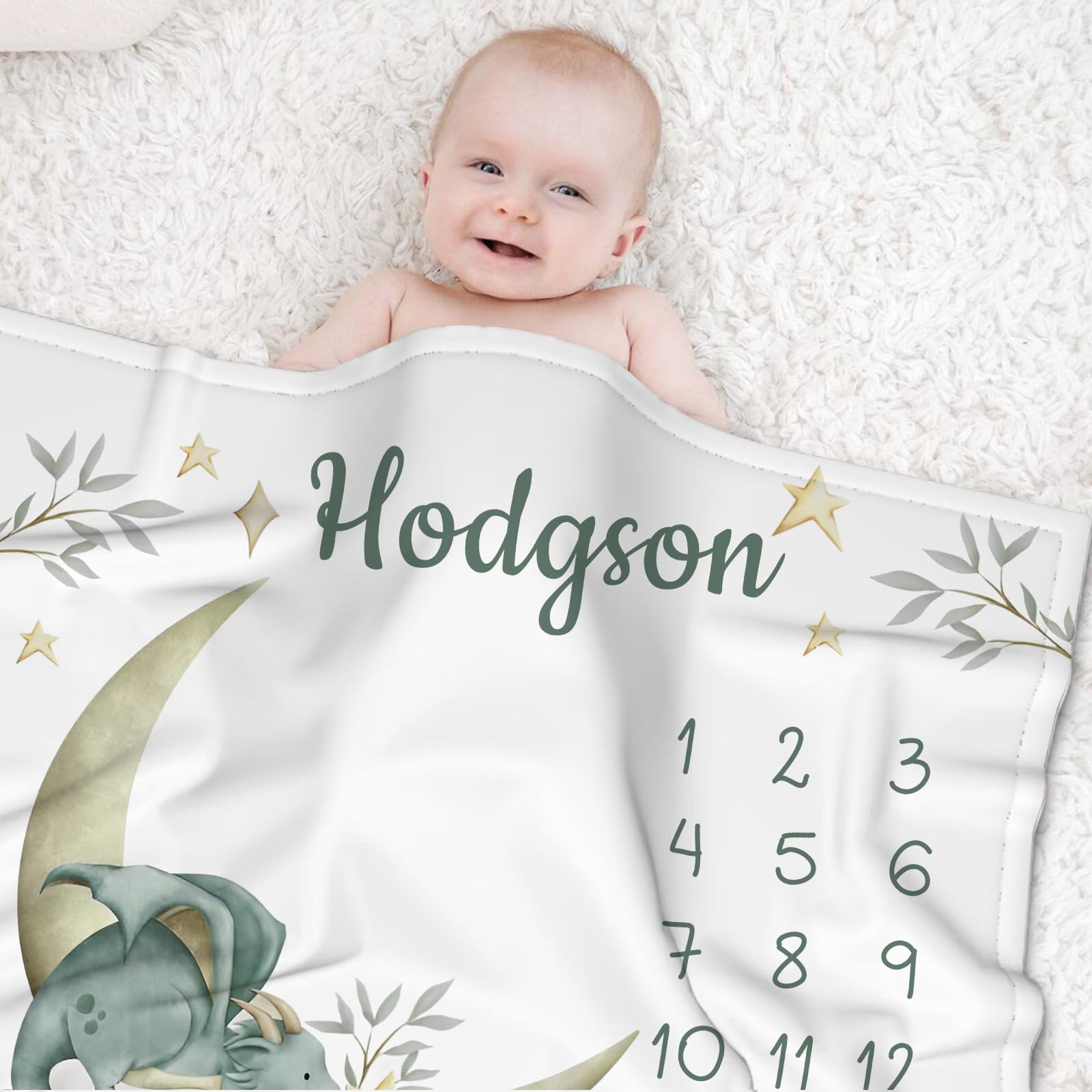 Personalized Baby Dragon Milestone Blanket for Boys, Custom Newborn Baby Boy Blanket with Name